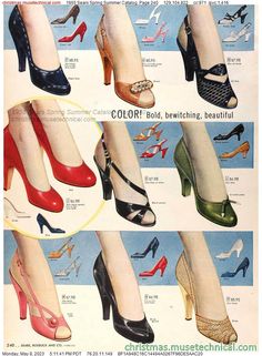 1955 Sears Spring Summer Catalog, Page 240 - Catalogs & Wishbooks 50s Fashion Shoes, 1950s Womens Shoes, 1950s Shoes, 1950s Vintage Fashion, Vintage Culture, Vintage Fashion 1960s, 1950s Pinup, Old School Fashion, 1950s Dresses