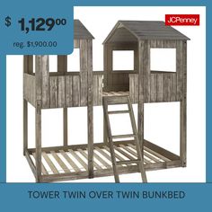 two wooden bunk beds with the price $ 11, 99 each