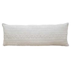 a white rectangular pillow with pleated edges on the front and back, against a white background