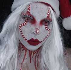 Krampus Makeup, Horror Couples, Photo Shoot Makeup Ideas, Cosplay Makeup Looks, Christmas Elf Makeup, Haunted House Makeup, Christmas Clown, Haunt Makeup, Photo Shoot Makeup