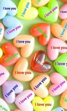 i love you heart shaped candy hearts with words on them