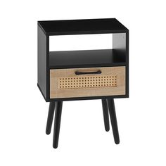 an end table with a drawer on one side and two drawers on the other hand