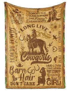 an old cowboy themed banner hanging on the wall