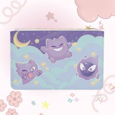 an image of a wallet with cartoon characters on it and stars around the edges,