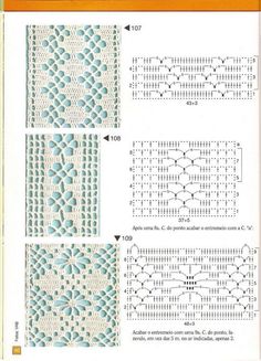 four rows of crochet patterns with the same pattern as shown in this page