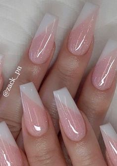 Ombre Nail Design, White Acrylic Nails, Acrylic Coffin, Acrylic Nails Coffin Short, Summer Acrylic Nails, Nail Designs Glitter, Pink Acrylic Nails