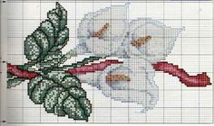 the cross stitch pattern shows two white cats with red ribbons on their necks, and one is