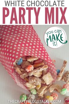 Make your party snacks unforgettable with this M&M White Chocolate Party Mix! Packed with cereal, pretzels, and M&Ms, it’s the perfect combo of sweet and salty. Whether you're hosting a Christmas party, planning a fall movie night, or looking for a tasty treat to have on hand, this recipe is a crowd-pleaser. Perfect for sharing, and so easy to make. Click to get the full recipe and start snacking! Fall Movie Night, Party Mix Recipe, Treat Packaging, Fall Movie, Chocolate Chex, Matcha Cheesecake, Christmas Party Planning, Mango Sorbet, Chocolate Party