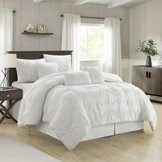 California King Comforter Sets, White And Gold Bedding, Brown Comforter Sets, Pintuck Comforter, Brown Comforter, White Bedrooms, Pretty Bedding, Grey Comforter Sets, Floral Comforter Sets