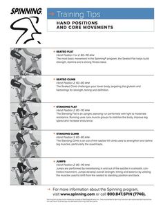 a flyer with instructions on how to use the treading tips for hand positions and core movements