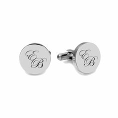 These personalized silver cufflinks have a beautiful high polished finish for engraving. They can be custom engraved with a name, date or monogrammed initials. Personalized cufflinks make great wedding favors for your groomsmen and best man. All of our high quality cufflinks are precision laser engraved by our expert team of engravers. Stainless Steel High Polished Silver Circle Cufflinks Measurement 0.65 inches Black Gift Box Included THERE ARE 3 WAYS TO PERSONALIZE YOUR CUFF LINKS, Enter your Monogrammed Cufflinks, Different Font Styles, Engraved Cufflinks, Personalized Cufflinks, Black Gift Boxes, Silver Cufflinks, Engraved Items, Custom Boxes, Groomsman Gifts