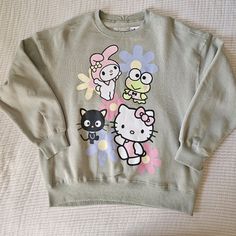 New With Tags Color Sage Size Medium Sanrio Green, Crew Neck Sweater, Neck Sweater, Scoop Neck, Hello Kitty, Sweaters For Women, Kitty, Size Medium, Crew Neck