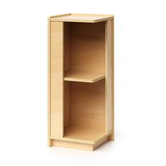 an empty wooden shelf on a white background