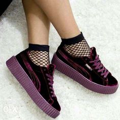 Puma Creepers - Clothing  Shoes - olx.co.za Wedding Shoes Flats Sandals, Polyvore Shoes, Shoe Sketch, Net Socks, Shoes Closet, Wedge Wedding Shoes, Fitness Shoes, Closet Aesthetic, Shoe Sketches