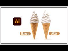 an image of two ice cream cones before and after it has been changed to white