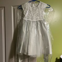 Size 5 Flower Girl Dress. Never Used For Our Wedding. Would Fit 4-5 Year Old. Sage Green Color And The Top Lace Is White. Lace Tops, Dress Sage, Sage Green Color, Sage Color, Usa Dresses, Sweet Dress, Flower Girl Dress, Kids' Dresses, Sage Green