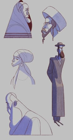 some drawings of people in hats and gowns