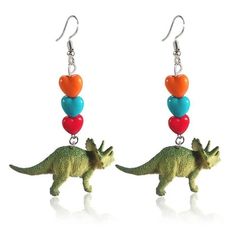 Triceratops Earrings Drop Earrings | Mesozo Dinosaur Museum, Dinosaur Jewelry, Wallpaper Pfp, All Dinosaurs, Dinosaur Earrings, Earring Pins, Prehistoric Animals, Shiny Things, Inspired Jewelry