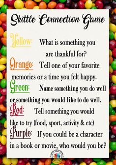 An answer key for playing a connection game with your family! Or in the classroom. Just follow these easy directions and add a bag of skittles! Mixer Games, Team Meeting Ideas, Work Team Building Activities, Skittles Game, Work Team Building, Therapy Interventions, Work Games, Family Culture, Volunteer Activities