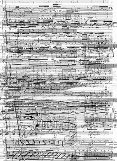 sheet music with words written in black and white, including lines that appear to have been drawn