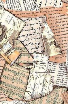 an old torn piece of paper with music notes on it and the word love written in cursive writing