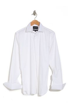 This crisp cotton-blend tuxedo shirt is designed in a tailored silhouette with just the right amount of stretch for comfort. 29.5" length (size M) Tailored fit Spread collar Long sleeves Front button closure Curved hem 95% cotton, 5% elastane Machine wash, tumble dry Imported Model stats: 6'0" height; 32" waist. Model is wearing size M. Cotton Business Shirt With Collar, Slim Fit Shirt With Spread Collar For Fall, White Slim Fit Long Sleeve Blouse, White Spread Collar Shirt For Fall, Business Long Sleeve Relaxed Fit Tops, Fitted Collared Dress Shirt For Fall, White Long Sleeve Slim Fit Blouse, Slim Fit Dress Shirt With Spread Collar For Fall, White Cotton Dress Shirt With Fold-down Collar