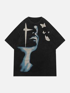 Gothic Tees, Baggy T-shirt, Punk T Shirt, Summer Graphic Tee, Butterfly Graphic, Neue Outfits, Fire Fits, Funny Tee Shirts, Graphic Tees Vintage