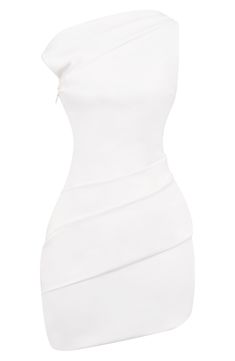 Rows of ruching shape the silhouette of a leggy cocktail dress slung seductively off one shoulder. Exclusive retailer One-shoulder neck Single short sleeve 100% polyester Dry clean Imported Short White Dresses, White Short Dress, Grad Dresses, House Of Cb, Fabric Gift Bags, Nordstrom Store, Medium Long, Fabric Gifts, Anniversary Sale