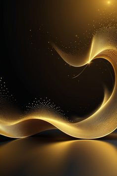 an abstract gold background with wavy lines and sparkles on the bottom half of it