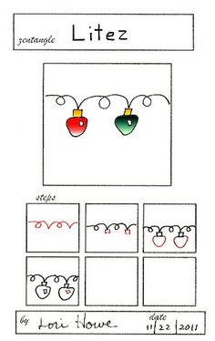 the drawing shows how to draw christmas lights