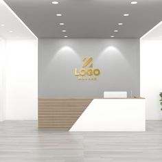 the reception desk is clean and ready to be used for company logo design or branding