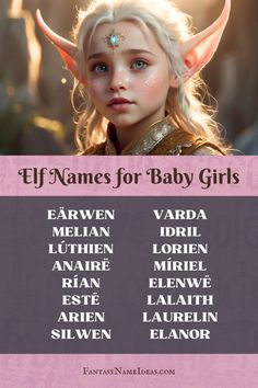 the names for baby girls with their name on them and an elf's head