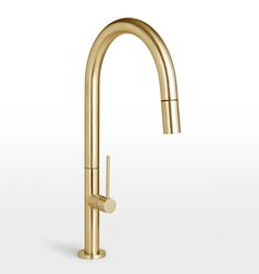 a brass colored faucet with the handle extended to it's left side