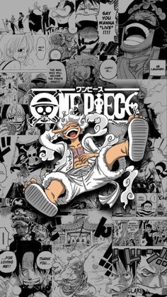 the cover to one piece, featuring an image of a cartoon character with his arms out and