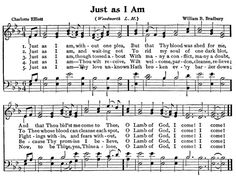 an old sheet music page with the words just as i am