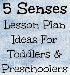 the five lesson plan for toddlers and preschoolers