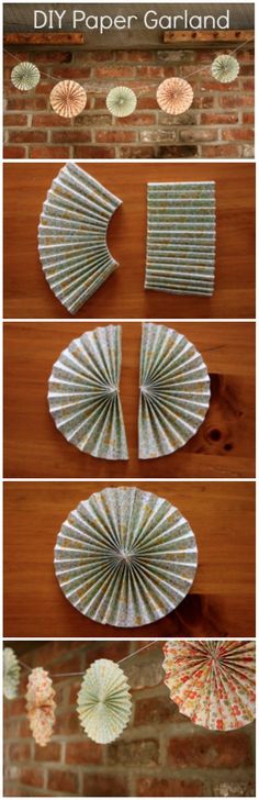 paper fans are arranged on top of each other in different directions to make them look like they