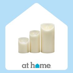 Designed to look like the real thing, our 3-Pack Ivory LED Pillar Candles is a great addition to any home. Never worry about blowing out open flames. These flameless candles can create the perfect ambiance for your home, wedding, dinner parties, and more. This set of 3 different height LED candles provide a convenient glow in any room in your home. Battery-operated LED pillar candles add brilliant illumination on tables, mantles, and table settings for special occasions or everyday home decor. | Everyday Home Decor, Floor Candle Holders, Farmhouse Outdoor Decor, Floor Candle, Led Pillar Candle, Standing Candle Holders, Seasonal Candles, Flameless Led Candles, Decorative Spheres