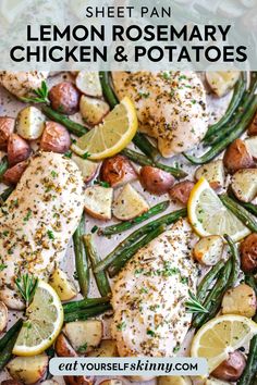 This Sheet Pan Lemon Rosemary Chicken and Potatoes make the perfect weeknight dinner that's quick, healthy and easily made all on one pan! Find all sorts of easy family dinner ideas on my website