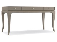 an elegant console table with three drawers on one side and two smaller drawers on the other