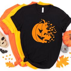 Halloween Pumpkin Shirt, Fall Shirt for Woman, Pumpkin Shirt, Cute Women's Halloween Party Shirt, Halloween Costume Shirt, Halloween Outfit We have designed fun, enjoyable and stylish t-shirts to make you happy with small details on Halloween. Don't forget to check out our other t-shirts 😊 ❀ HOW TO ORDER T-SHIRT ❀ 1- Please Check and Review All Product Photos. 2- Select Your T-Shirt Style and T-Shirt Color from drop down menus. 3- Choose your TEXT Color. Please add your text color in the custom Halloween Shirts Vinyl, Halloween Tshirt Ideas, Christmas Sweatshirt Ideas, Diy Halloween Shirts, Fall Tee Shirts, Halloween Tee Shirts, Christmas T Shirt Design, Halloween Tshirt