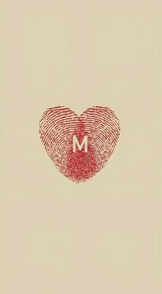 a fingerprint with the letter m on it and a red heart in the middle