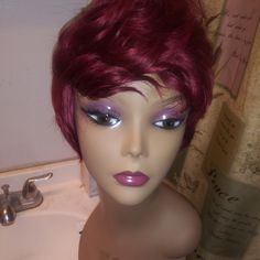 Burgundy Human Wig & Mannequin Wig Mannequin, Human Wigs, Mannequin Head, Head Color, Mannequin Heads, Wig Hairstyles, Womens Hairstyles, Wigs, Womens Sizes