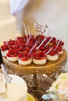 small desserts are arranged on a cake stand