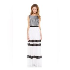 - Size: Medium - Black And Off-White Two-Tone Pleats Create Graphic Stripes - Raw-Edge Trim - Open Back - Sheer Contrast Panels - Ruched Skirt - Sleeveless - Exposed Back Zipper - Lined - 100% Silk Crepe; Trim: 100% Polyester; Trim 2: 95% Nylon/5% Spandex: Lining: 92% Silk/8% Spandex Pleated Long Dress, Olivia White, Ruched Skirt, Silk Maxi Dress, Closet Fashion, Classy And Fabulous, Pragmatic Play, Silk Crepe, Live Casino