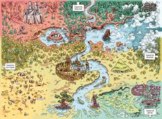 an illustrated map of the land and water in disney's animal kingdom is shown