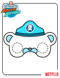 a blue hat and eye patch with an octopus in the middle on top of it