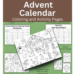 an adult coloring and activity book for the holiday season, with pictures of nativity