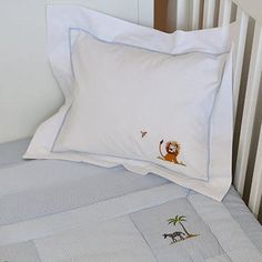 On Safari Baby Crib Bedding Set Embroidered Pillows, Toddler Crib, King Of The Jungle, On Safari, Baby Gift Basket, Blue Gingham, Newborn Baby Gifts, Embroidered Pillow, Giraffes