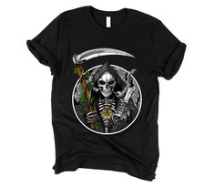 Grim Reaper Smoking Weed Shirt - Skeleton Stoner Shirt - Gothic Halloween Shirt - Cannabis Marijuana Tee - Psychedelic Occult Goth Clothing Gothic Halloween, Grim Reaper, Favorite Shirts, Halloween Shirt